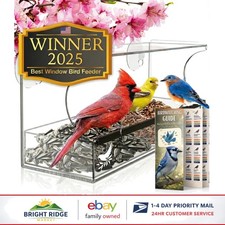 Clear Acrylic Window Bird Feeder with Strong Suction Cups for Easy Viewing