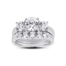 3/4ct G VS2 Round Natural Certified Diamonds 14k  Classic Matching Bridal Set
