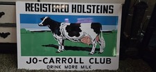 Vintage Registered Holstein  Cow Farm Metal Sign double sided Jo Carol Club