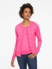 Charming Cardigan - Wide Placket at Talbots, NWT 99.5, color BRIGHT PINK