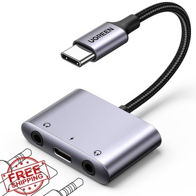 UGREEN USB C to 3.5mm Audio Adapter 3-in-1 Splitter