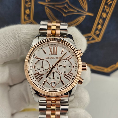 NEW MICHAEL KORS MK5735 WOMEN'S WATCH TRICOLOR STRAP SILVER DIAL SILVER CASE