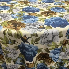 Blue SPRING GARDEN Floral Digital Print - Custom Tablecloths, Machine Washable