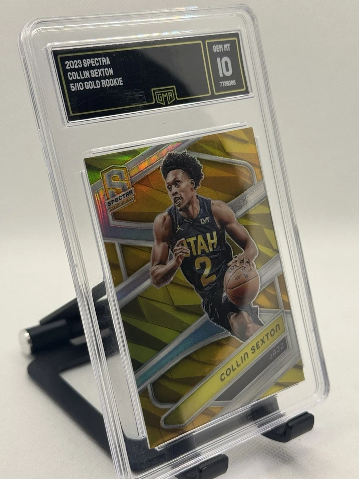 Collin Sexton 2023 Panini Spectra Prizm Gold No.61 #’d 5/10 SSP Jazz GMA 10 💎 - Image 2 of 4