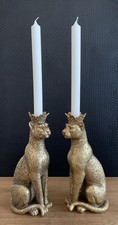 Figur Leopard Set  25 cm Kerzenständer Leuchter Barock Skulptur Dekofigur Deko