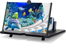 12" Mobile Phone Screen Magnifier, 3D HD Screen Magnifier for Cell Phone, Foldab