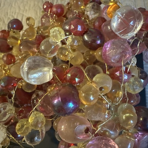 Lucite Vintage lot Acrylic grape beads jewelry crafts/String Pink/yellow 1.66 Lb
