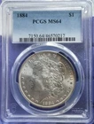 PCGS MS 64 - 1884 Morgan Silver Dollar. Beautiful Crescent Toning. A1332.
