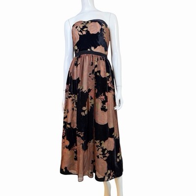 ERIN Erin Fetherston Rosalind Burnout Velvet Strapless Gown Anthropologie 10