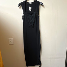Intimately Free People Black Sheer Lace Sleeveless Sweetheart Maxi Dress M