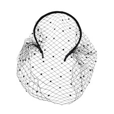 Mesh Veil Headband Black Lace Fascinator Rhinestone Headpiece Bridal Women
