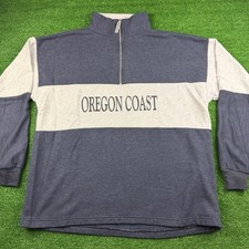 Vintage 90's Oregon Coast Quarter Zip Sweatshirt Blue White Size XXL Made in USA