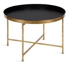 Celia metal foldable round accent coffee table, 28.25" x 28.25" x 19",