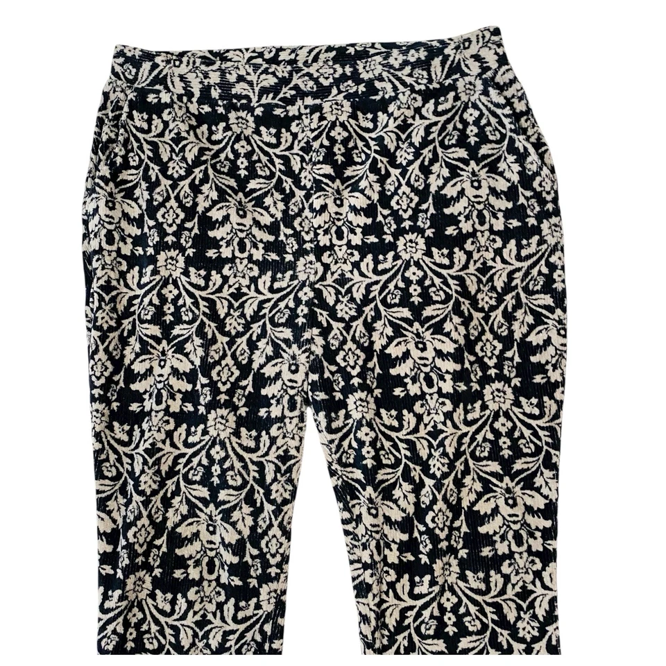 Calça Leggings LANDS' END Veludo Brocado Tamanho Grande 14 16 Festa de Natal Inverno - Imagem 3 de 4