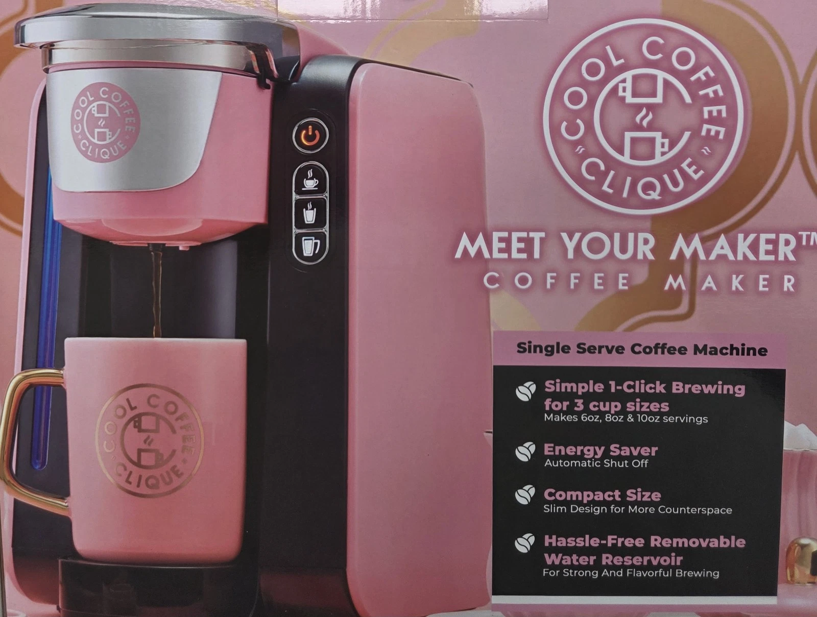 Cool Coffee Clique Stylish Coffee Maker Pink