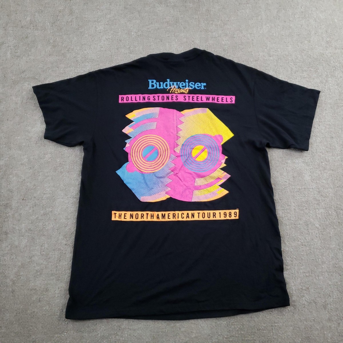 Vintage Rolling Stones Shirt Mens XL Black Brockum Single Stitch