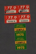 1975+1977 British Columbia MOTORCYCLE /TRAILER license plate stickers