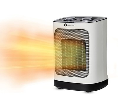 PureMate Keramik Heizlüfter, 1800W Tragbare Elektroheizung mit Weiß/Schwarz 