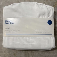 SIMPLY ESSENTIAL, TRULY SOFT TWIN X-LONG SHEET SET & PILLOWCASE. (NEW).