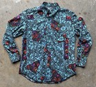 Vintage Wrangler Western Aztec Rodeo Cowboy Cut Brushpopper Shirt Size L No Tag