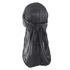 Black Silky Durag Cap Head Wrap Ultra-Soft Breathable Wrinkle Free Satin Durag