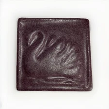 Pewabic Pottery Art Tile 3.5 “ Swan Matte Purple Glaze 1992 Detroit