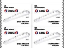 LED Utility Shop Light 4' Ft 44 Watts Instant-On 5,920 Lumens Garage 4 PACK NEW 