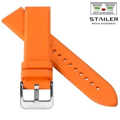 Stailer Easy-Klick Premium Kautschuk Uhrenarmband Modell CS48 orange 20 mm