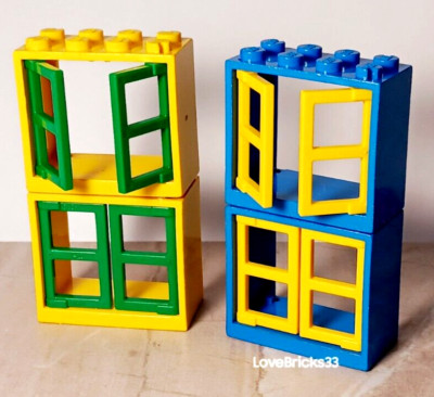 LEGO Window Shutters Lot of 4 Green Yellow Blue Wide Frames Picture Frame Set