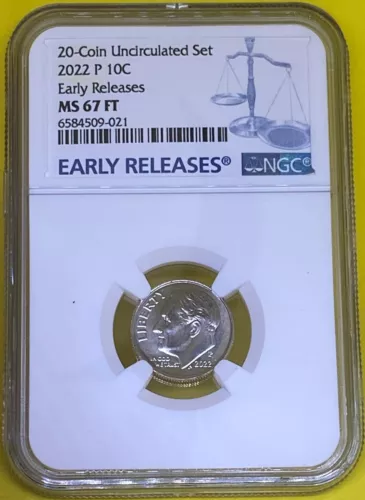 2022 P Roosevelt  Dime 10c NGC MS67 FT Early Releases