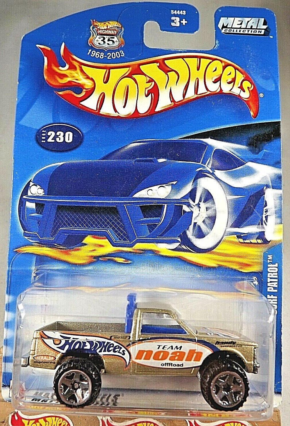 2002 Hot Wheels Mainline/Collector #230 SURF PATROL Gold w/Chrome ORUT5 Spokes