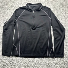 REI Waffle Knit 1/4 Zip Pullover Mens Large Black Long Sleeve Thermal Base Layer