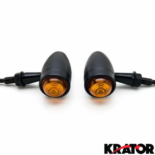 BLACK MINI BULLET TURN SIGNAL LIGHTS FOR CUSTOM BOBBER CHOPPERS CRUSIERS CAFE - Picture 3 of 6
