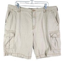 Men's Izod Khaki Beige Cargo Shorts 100 Cotton Casual Lightweight Size 40