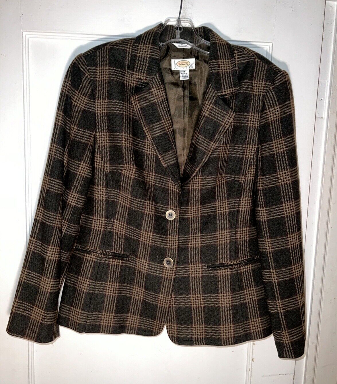 Talbots 2  Button Wool Blend Blazer Jacket Plaid … - image 1