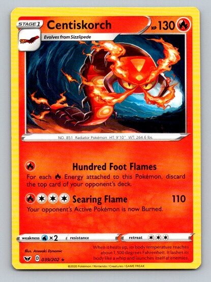 2020 Pokemon Card Sword & Shield Centiskorch 39/202