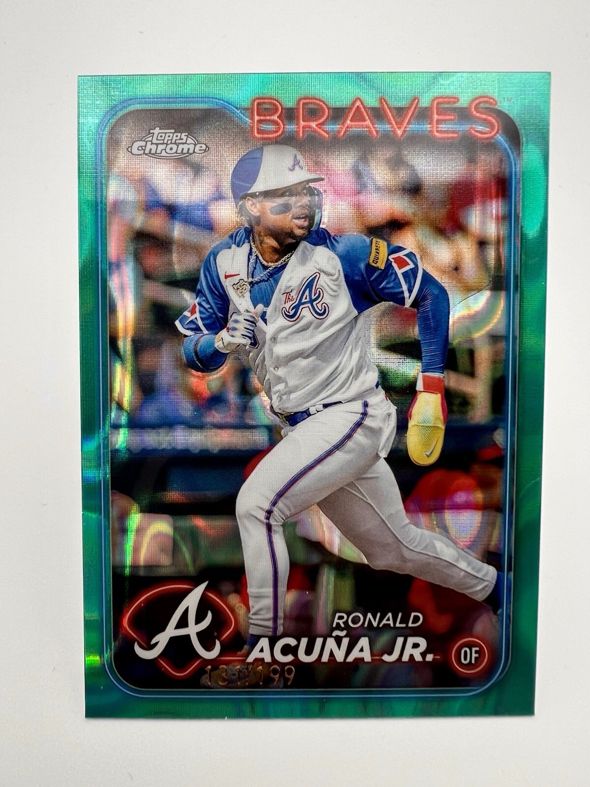 2024 Topps Chrome Baseball #250 Ronald Acuna Jr Aqua Refractor /199
