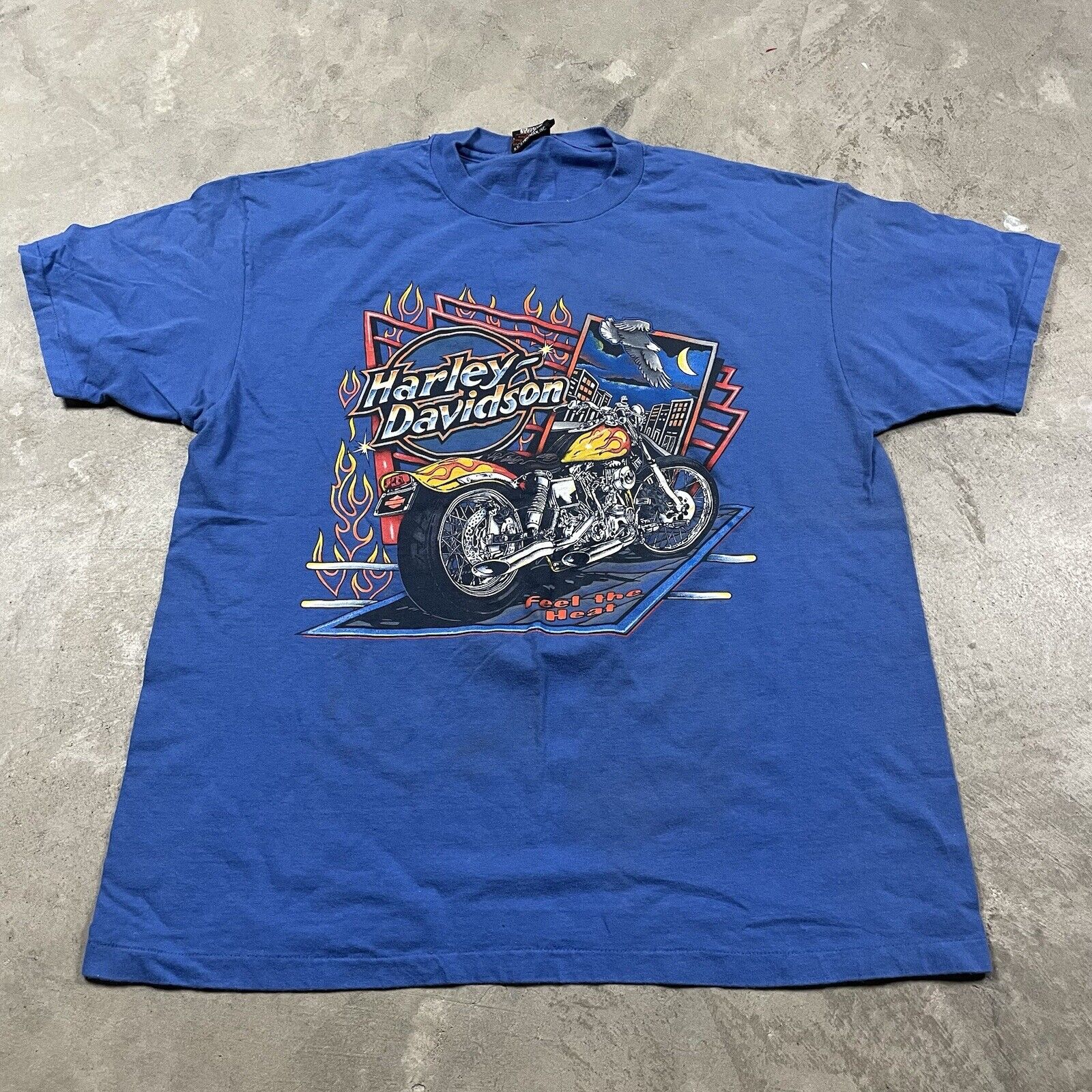 Vintage Harley Davidson 90s Flames T Shirt Chicag… - image 2