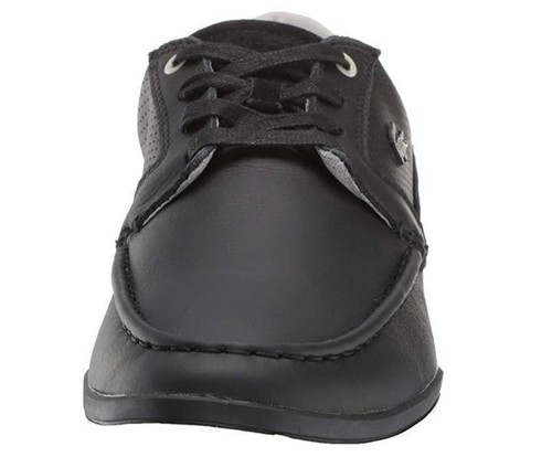 NUEVO Para Hombre Lacoste US 12.5 EU 46.5 Cuero Negro Cubierta Tenis Mínimas Zapatos Caja - Imagen 2 de 7