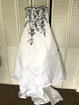 david's bridal black and white dress