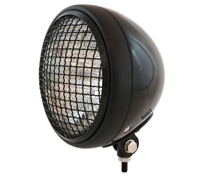 7'' Bottom Mount Motorcycle Headlight / Spotlight w/ Grill Black Clear H4 Halogen