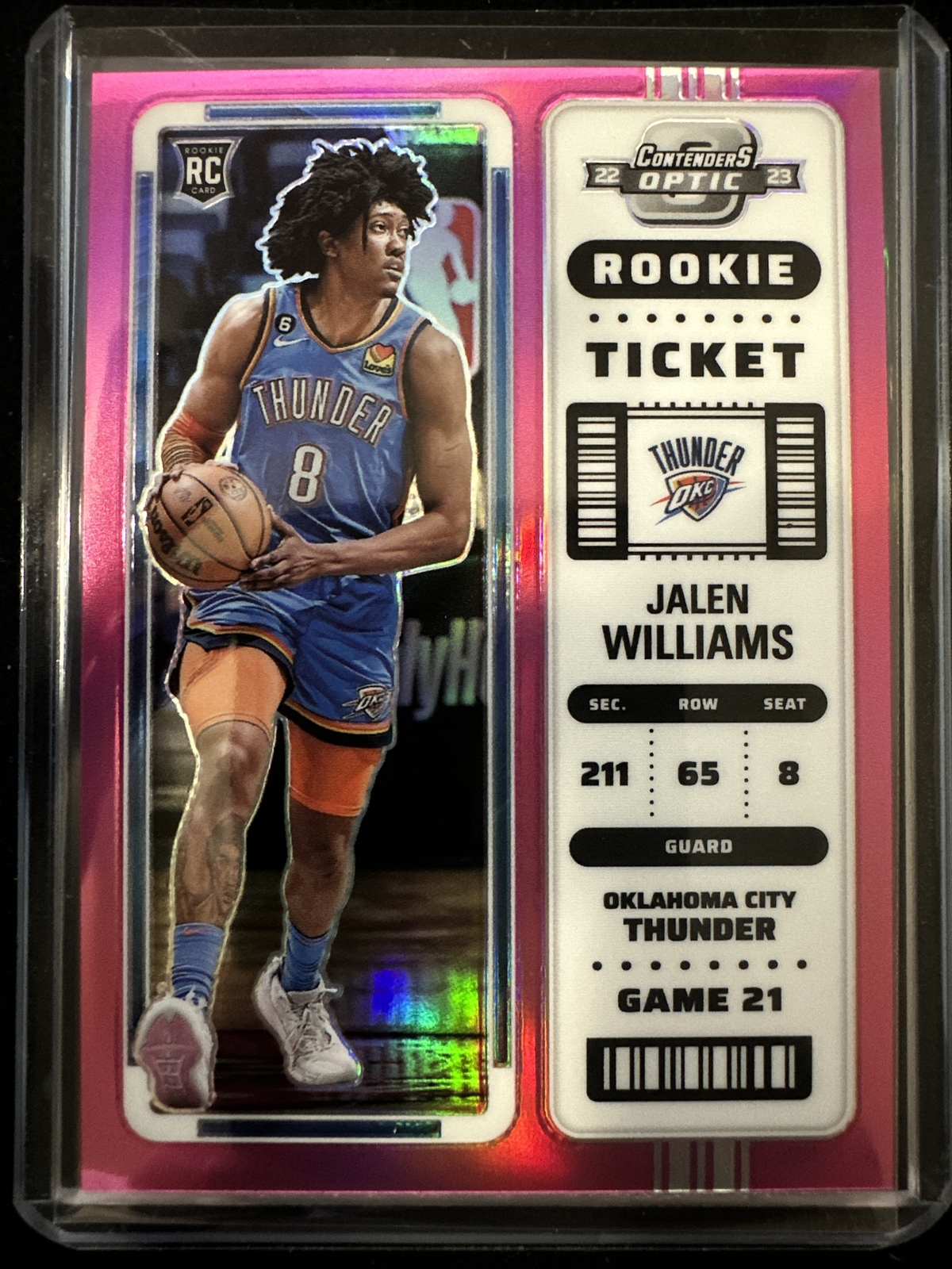 2022-23 Panini Contenders Optic Jalen Williams RC Prizm Rookie Ticket Pink # /75