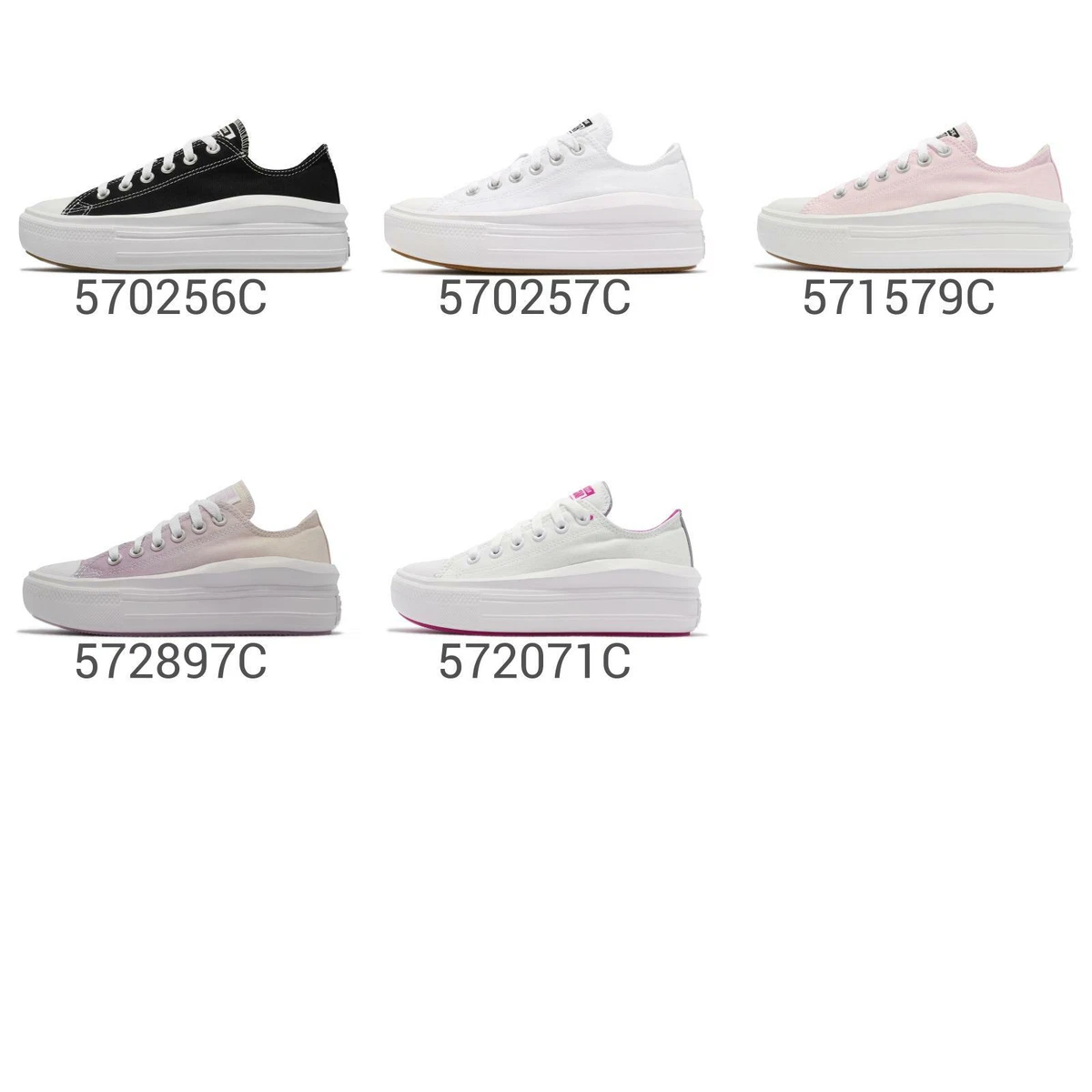 Converse Chuck Taylor Color All Star Move Low White Women Platform Shoe Pick 1