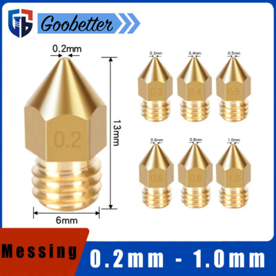 1,75/3 mm MK8 Düse 3D Drucker Nozzle 0,2 - 1,0 mm Extruder CR10 creality nozzle