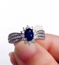 2Ct Oval Cut Lab Created Sapphire Women's Engagement Ring 14K White Gold Plated