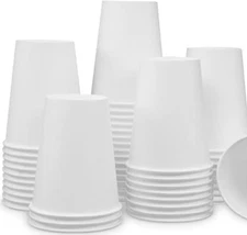 1000 Pack Disposable Poly Paper Hot /Cold Coffee Tea Cups Only 12 Oz Case White