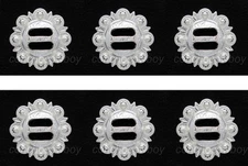 Set of 6 WESTERN HORSE SADDLE TACK BRIGHT SILVER SLOTTED BERRY CONCHOS 1 1/2"