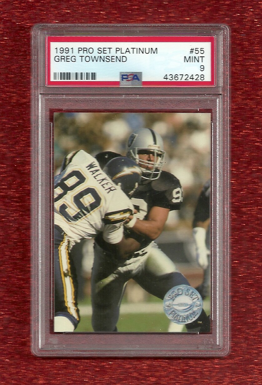 1991 PRO SET PLATINUM #55 GREG TOWNSEND PSA 9 MINT OAKLAND RAIDERS