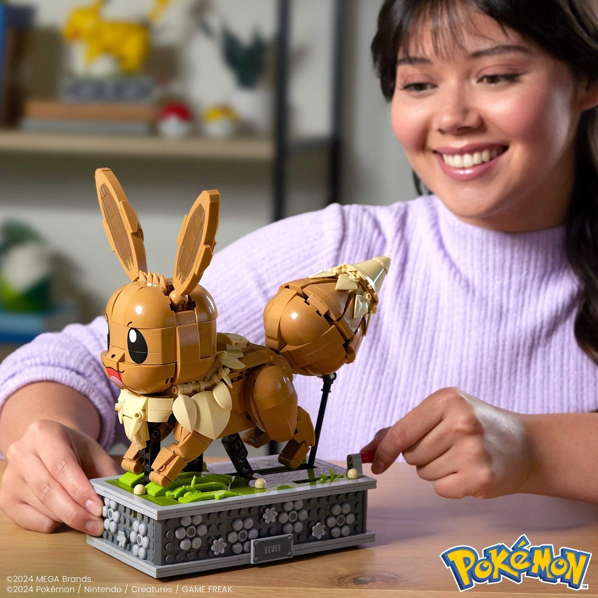 MEGA Pokémon Action Figure Building Set, Motion Eevee with 1366