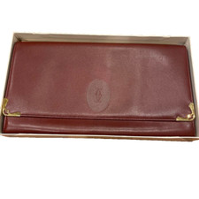 Authentic Cartier Clutch bag Bordeaux Calfskin with Box